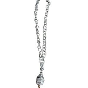 DSMK Stainless Steel Rhinestones Jeweled Necklace 18" Long
